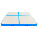 Gymnastiekmat met pomp opblaasbaar 200x200x15 cm PVC blauw