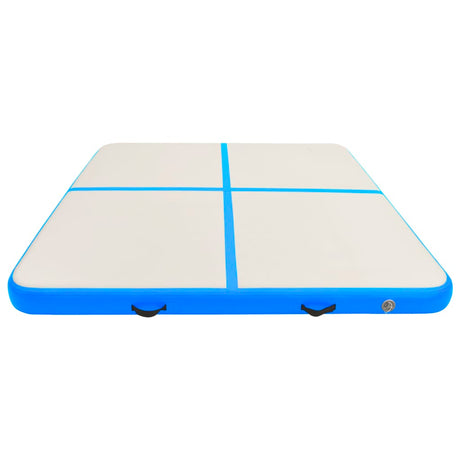 Gymnastiekmat met pomp opblaasbaar 200x200x15 cm PVC blauw