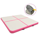 Gymnastiekmat met pomp opblaasbaar 200x200x20 cm PVC roze - AllerleiShop