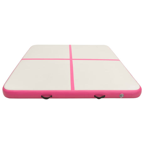 Gymnastiekmat met pomp opblaasbaar 200x200x20 cm PVC roze - AllerleiShop