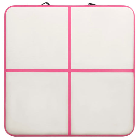 Gymnastiekmat met pomp opblaasbaar 200x200x20 cm PVC roze - AllerleiShop