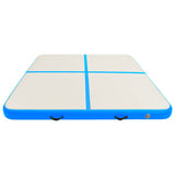 Gymnastiekmat met pomp opblaasbaar 200x200x20 cm PVC blauw - AllerleiShop