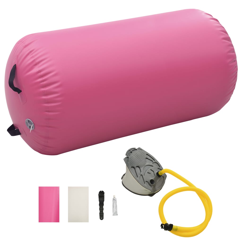 Gymnastiekrol met pomp opblaasbaar 120x90 cm PVC roze