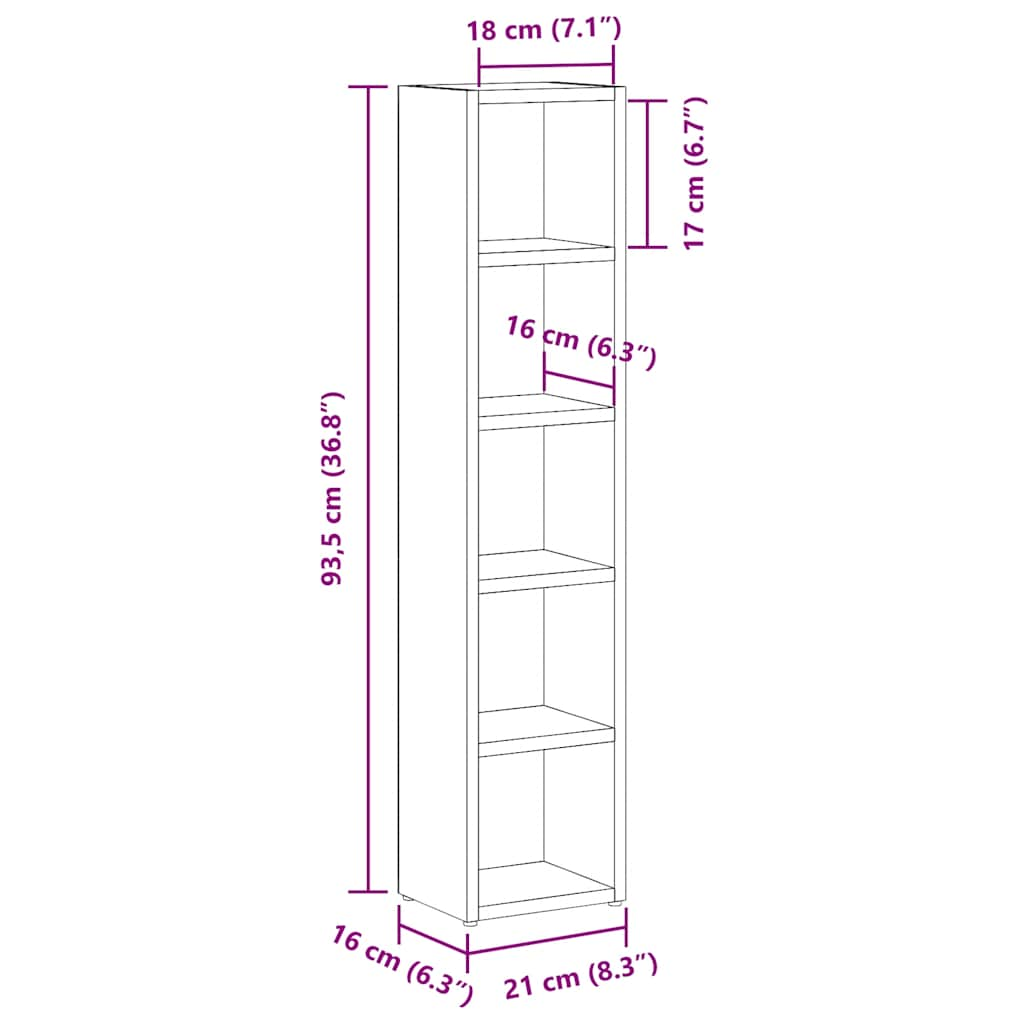 Cd-kasten 2 st 21x16x93,5 spaanplaat betongrijs - AllerleiShop