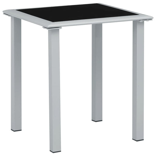 Tuintafel 41x41x45 cm staal en glas zwart en zilverkleurig - AllerleiShop