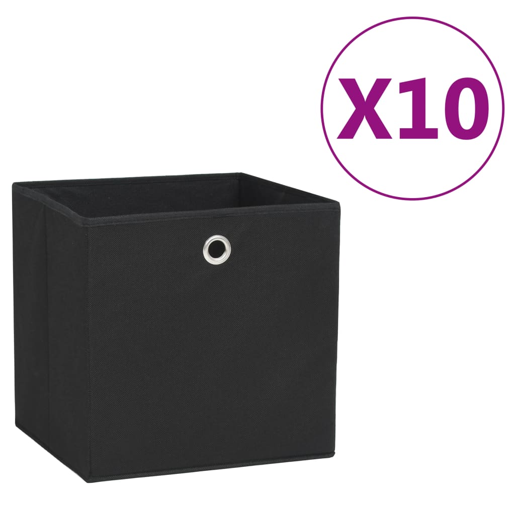 Opbergboxen 10 st 28x28x28 cm nonwoven stof zwart - AllerleiShop