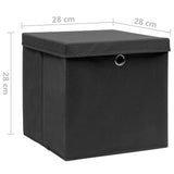 Opbergboxen met deksel 10 st 28x28x28 cm zwart - AllerleiShop