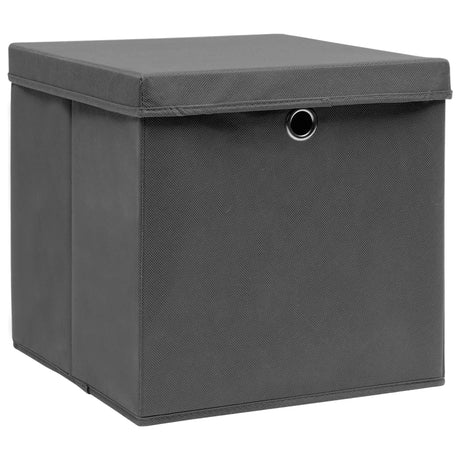 Opbergboxen met deksel 4 st 28x28x28 cm zwart - AllerleiShop