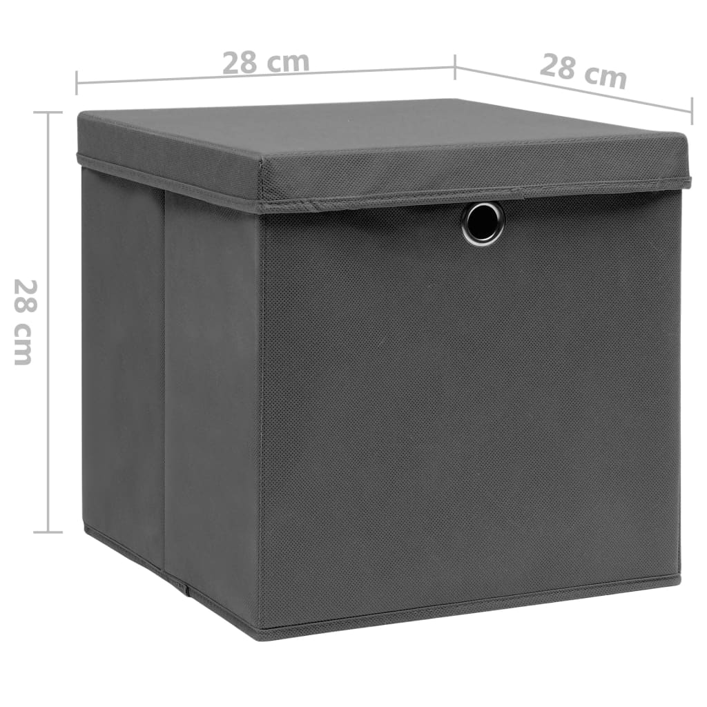 Opbergboxen met deksel 4 st 28x28x28 cm zwart - AllerleiShop