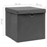 Opbergboxen met deksel 10 st 28x28x28 cm grijs - AllerleiShop