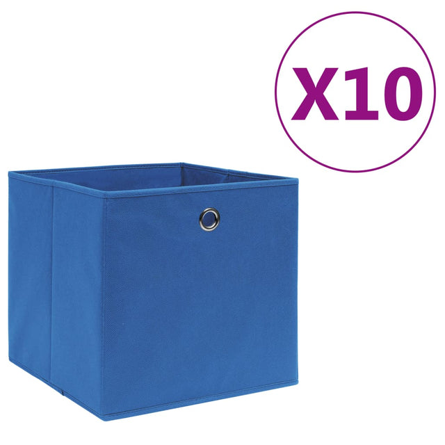 Opbergboxen 10 st 28x28x28 cm nonwoven stof blauw - AllerleiShop