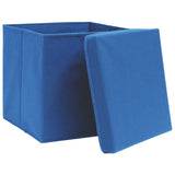 Opbergboxen met deksel 4 st 28x28x28 cm blauw - AllerleiShop