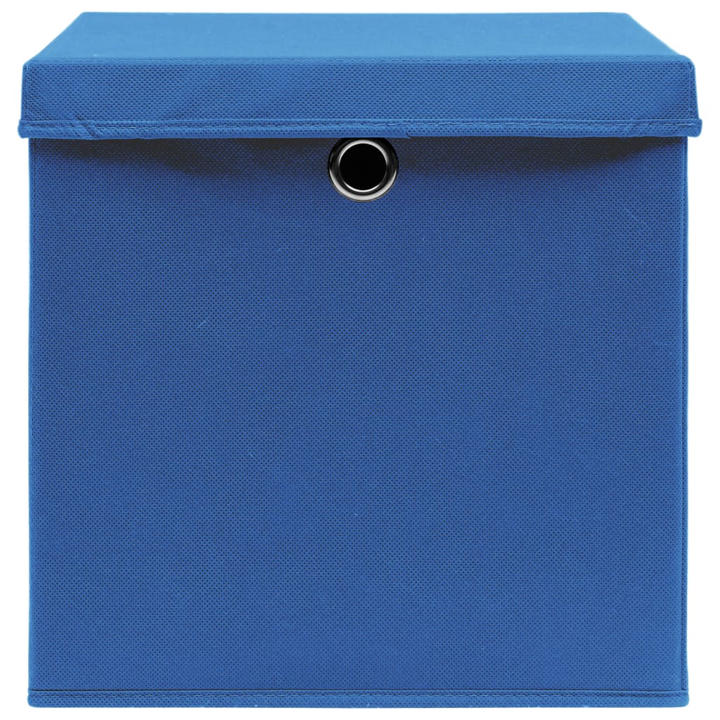 Opbergboxen met deksel 4 st 28x28x28 cm blauw - AllerleiShop