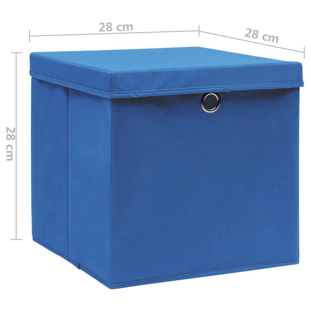 Opbergboxen met deksel 4 st 28x28x28 cm blauw - AllerleiShop