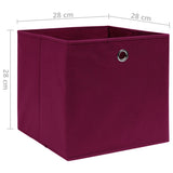 Opbergboxen 4 st 28x28x28 cm nonwoven stof donkerrood - AllerleiShop