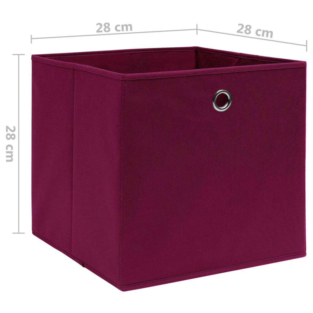 Opbergboxen 10 st 28x28x28 cm nonwoven stof donkerrood - AllerleiShop