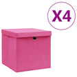 Opbergboxen met deksel 4 st 28x28x28 cm roze - AllerleiShop