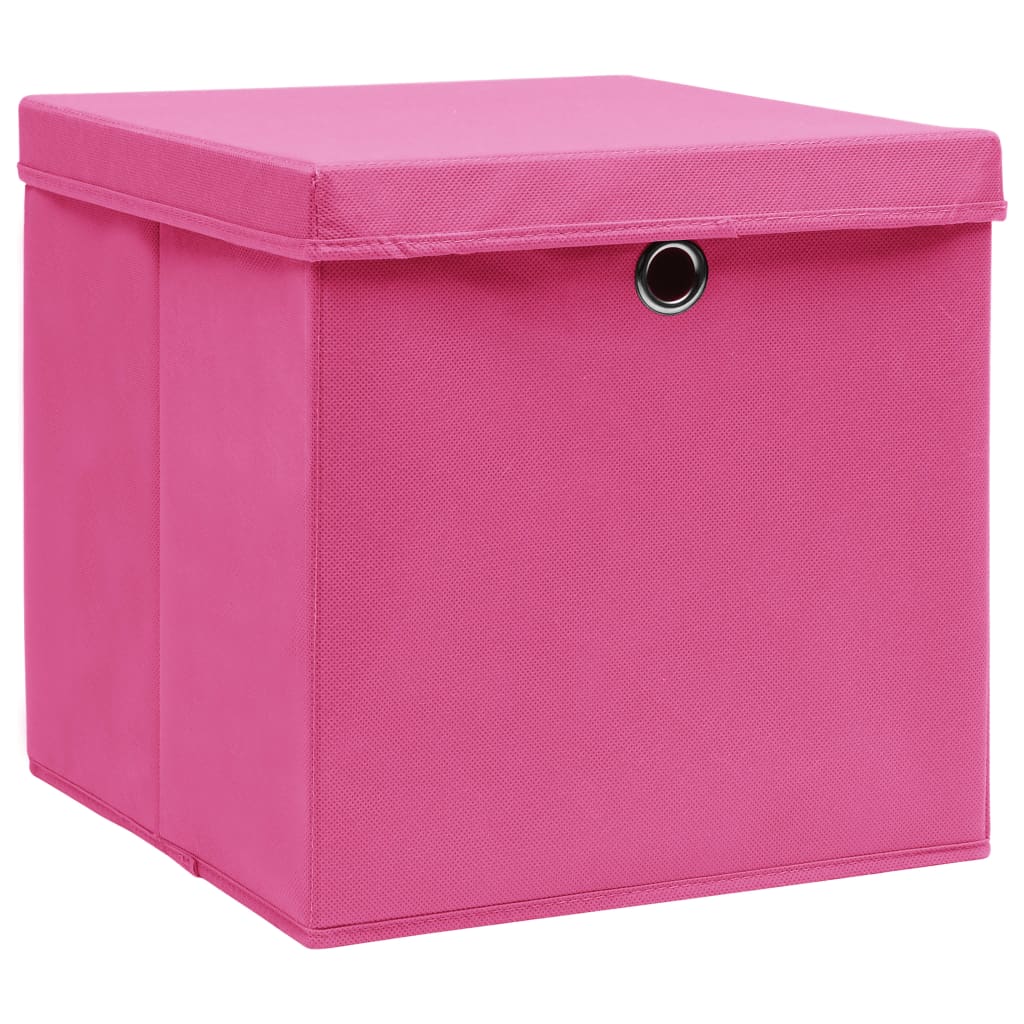 Opbergboxen met deksel 4 st 28x28x28 cm roze - AllerleiShop