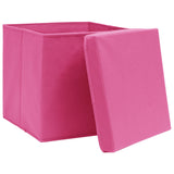 Opbergboxen met deksel 4 st 28x28x28 cm roze - AllerleiShop