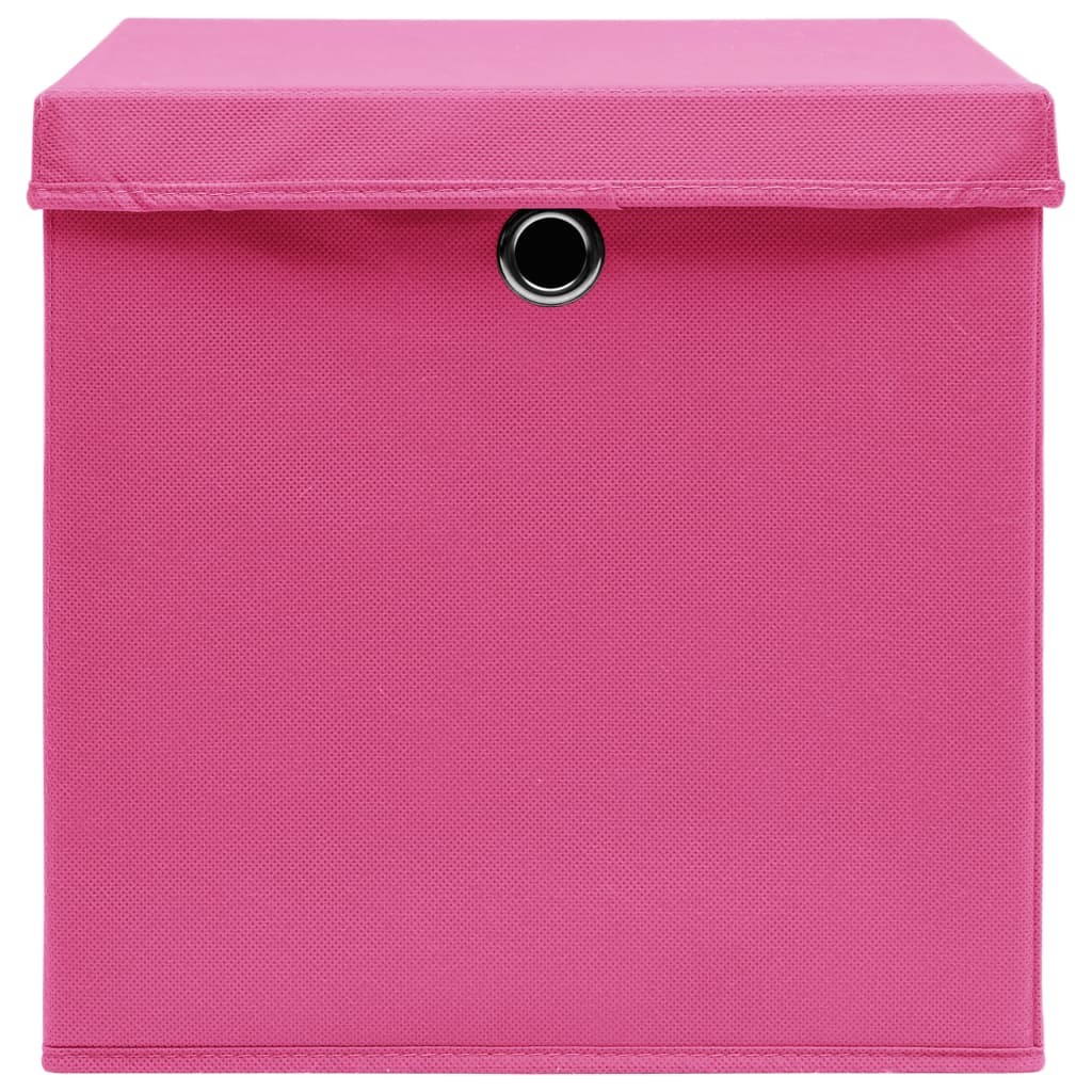 Opbergboxen met deksel 4 st 28x28x28 cm roze - AllerleiShop