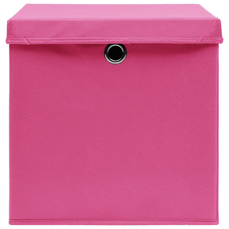 Opbergboxen met deksel 4 st 28x28x28 cm roze - AllerleiShop