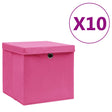 Opbergboxen met deksel 10 st 28x28x28 cm roze - AllerleiShop