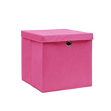 Opbergboxen met deksel 10 st 28x28x28 cm roze - AllerleiShop