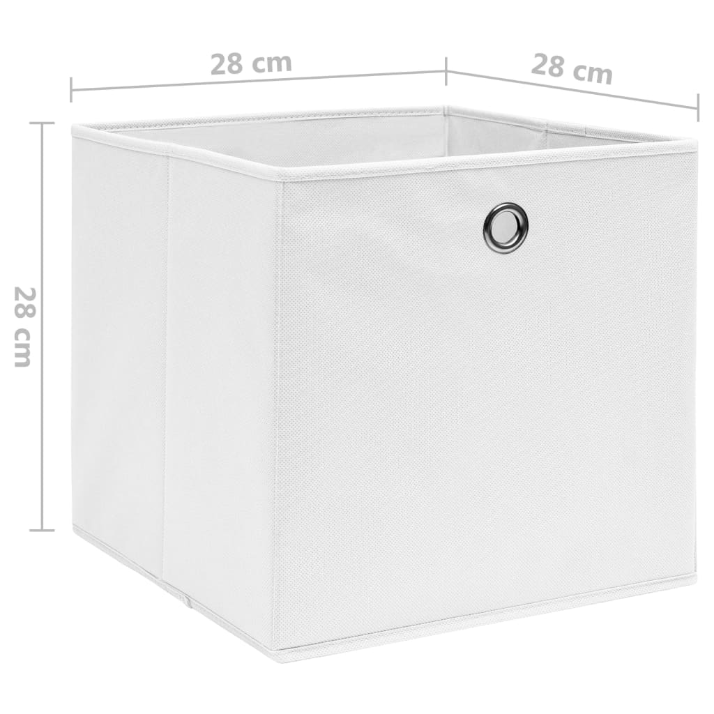 Opbergboxen 4 st 28x28x28 cm nonwoven stof wit - AllerleiShop