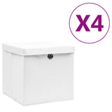 Opbergboxen met deksel 4 st 28x28x28 cm wit - AllerleiShop