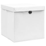 Opbergboxen met deksel 4 st 28x28x28 cm wit - AllerleiShop