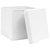 Opbergboxen met deksel 4 st 28x28x28 cm wit - AllerleiShop