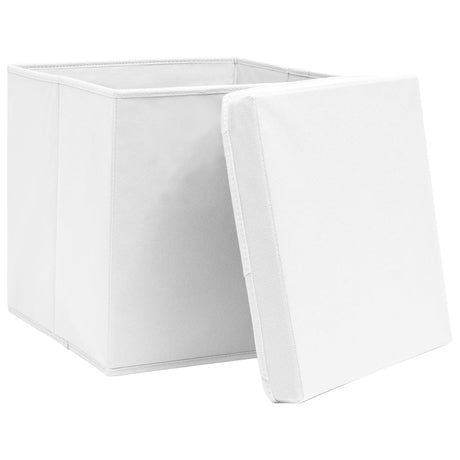 Opbergboxen met deksel 4 st 28x28x28 cm wit - AllerleiShop