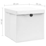 Opbergboxen met deksel 4 st 28x28x28 cm wit - AllerleiShop