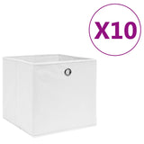 Opbergboxen 10 st 28x28x28 cm nonwoven stof wit - AllerleiShop