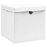 Opbergboxen met deksel 10 st 28x28x28 cm wit - AllerleiShop