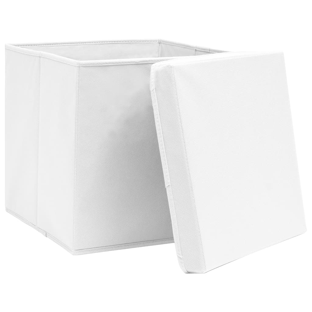 Opbergboxen met deksel 10 st 28x28x28 cm wit - AllerleiShop