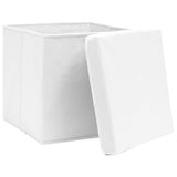 Opbergboxen met deksel 10 st 28x28x28 cm wit - AllerleiShop