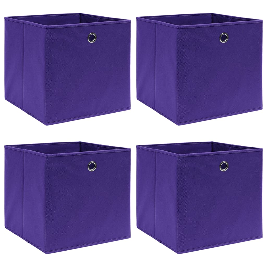 Opbergboxen 4 st 28x28x28 cm nonwoven stof paars - AllerleiShop