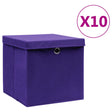 Opbergboxen met deksel 10 st 28x28x28 cm paars - AllerleiShop