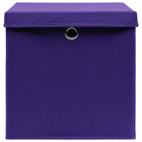 Opbergboxen met deksel 10 st 28x28x28 cm paars - AllerleiShop