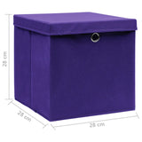 Opbergboxen met deksel 10 st 28x28x28 cm paars - AllerleiShop