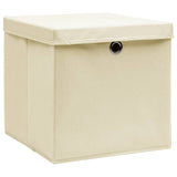 Opbergboxen met deksel 4 st 28x28x28 cm crèmekleurig