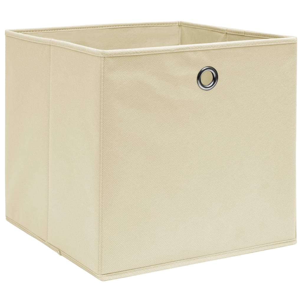 Opbergboxen 10 st 28x28x28 cm nonwoven stof crèmekleurig