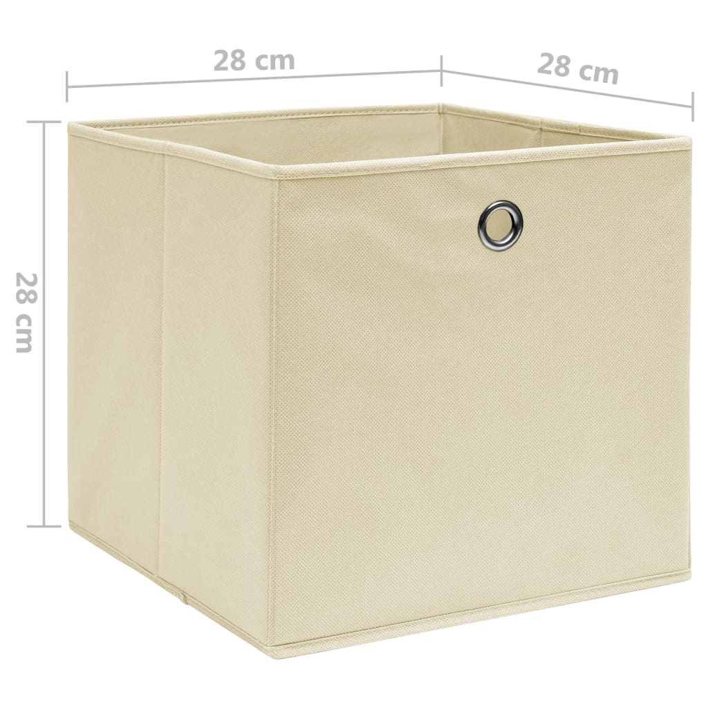 Opbergboxen 10 st 28x28x28 cm nonwoven stof crèmekleurig