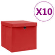 Opbergboxen met deksel 10 st 28x28x28 cm rood - AllerleiShop