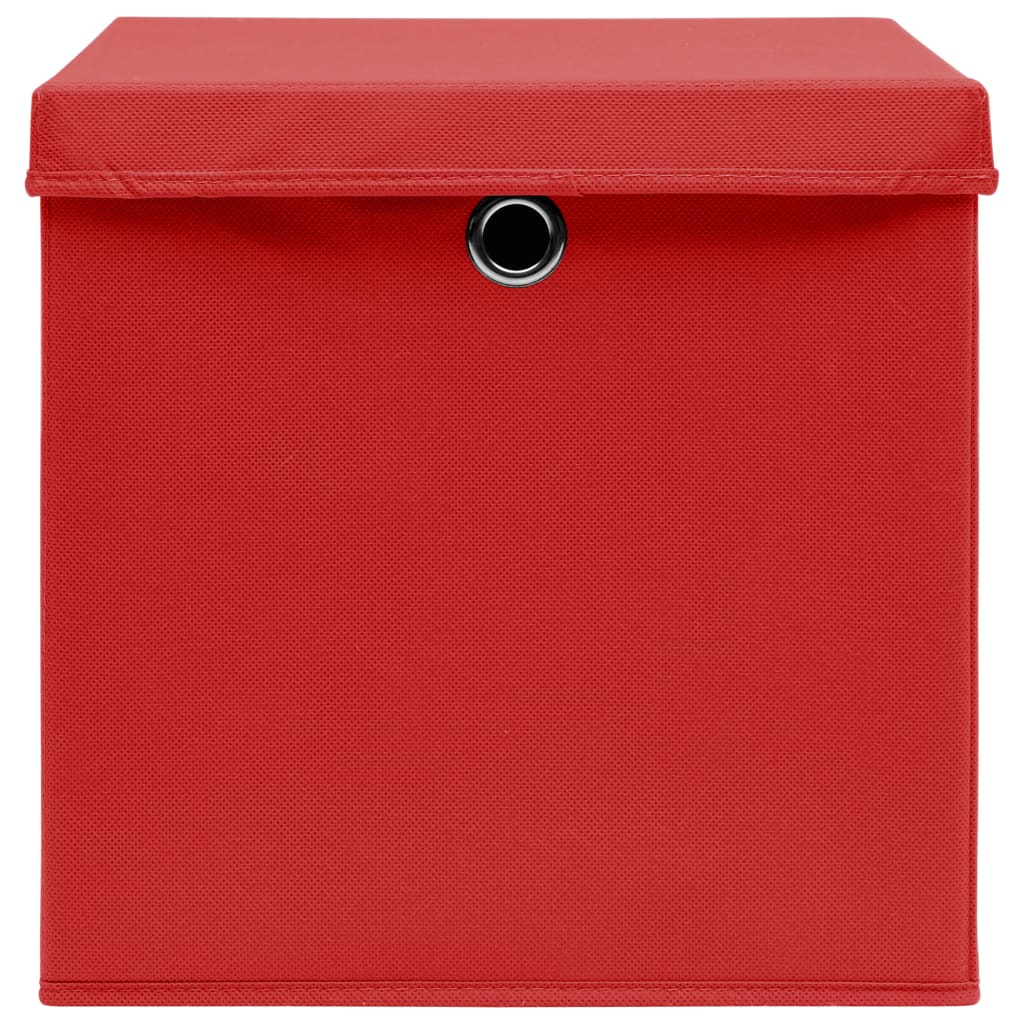 Opbergboxen met deksel 10 st 28x28x28 cm rood - AllerleiShop