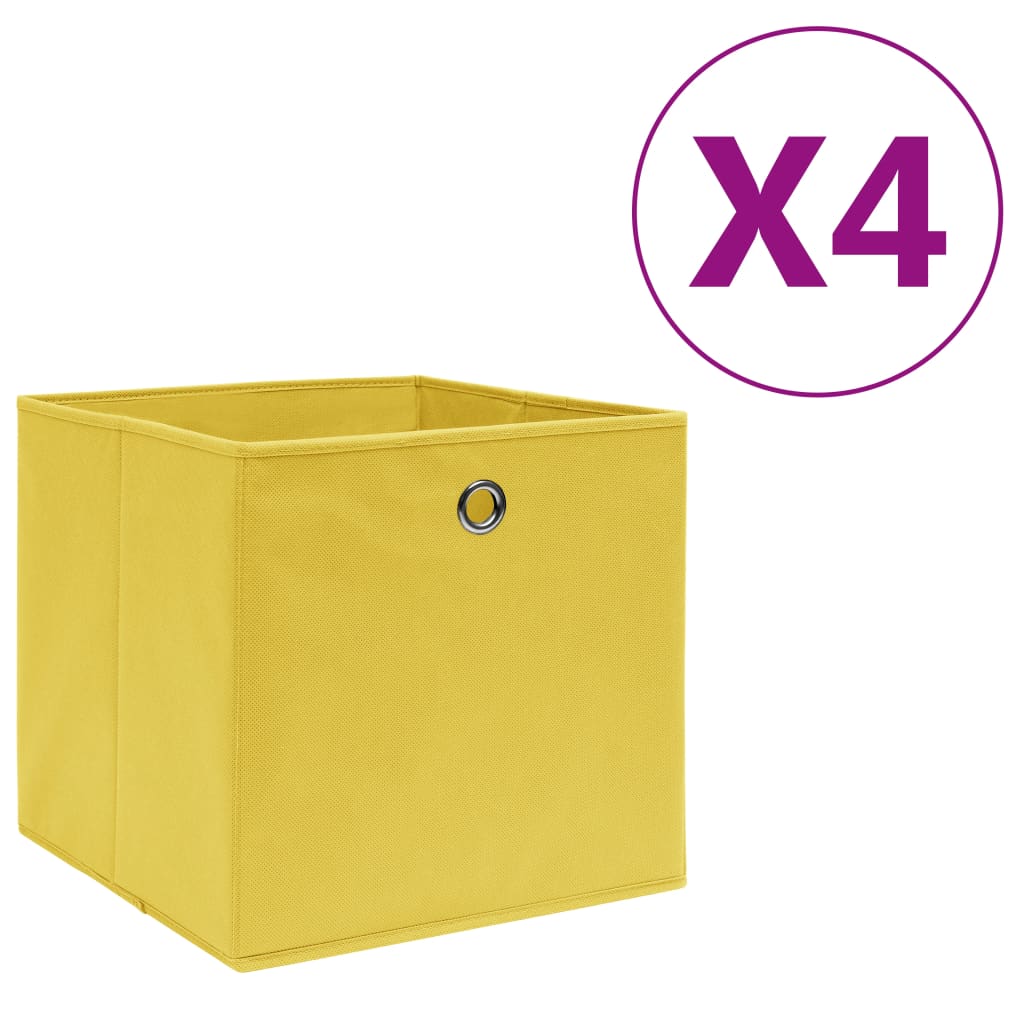 Opbergboxen 4 st 28x28x28 cm nonwoven stof geel - AllerleiShop