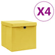 Opbergboxen met deksel 4 st 28x28x28 cm geel - AllerleiShop