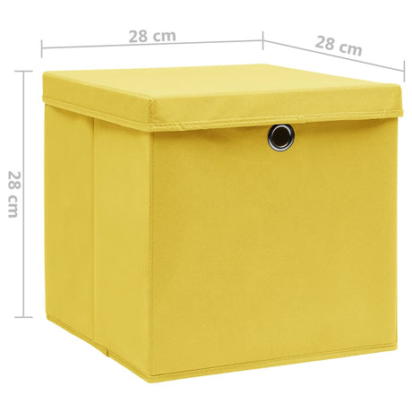 Opbergboxen met deksel 4 st 28x28x28 cm geel - AllerleiShop