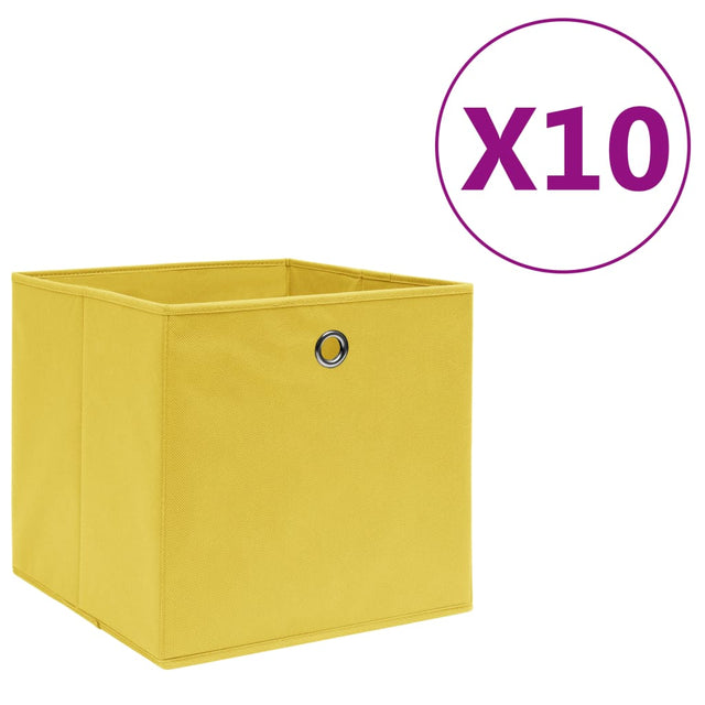 Opbergboxen 10 st 28x28x28 cm nonwoven stof geel - AllerleiShop